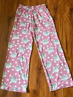 Munki Munki pink Star Wars baby Yoda Grogu pajama pants, M